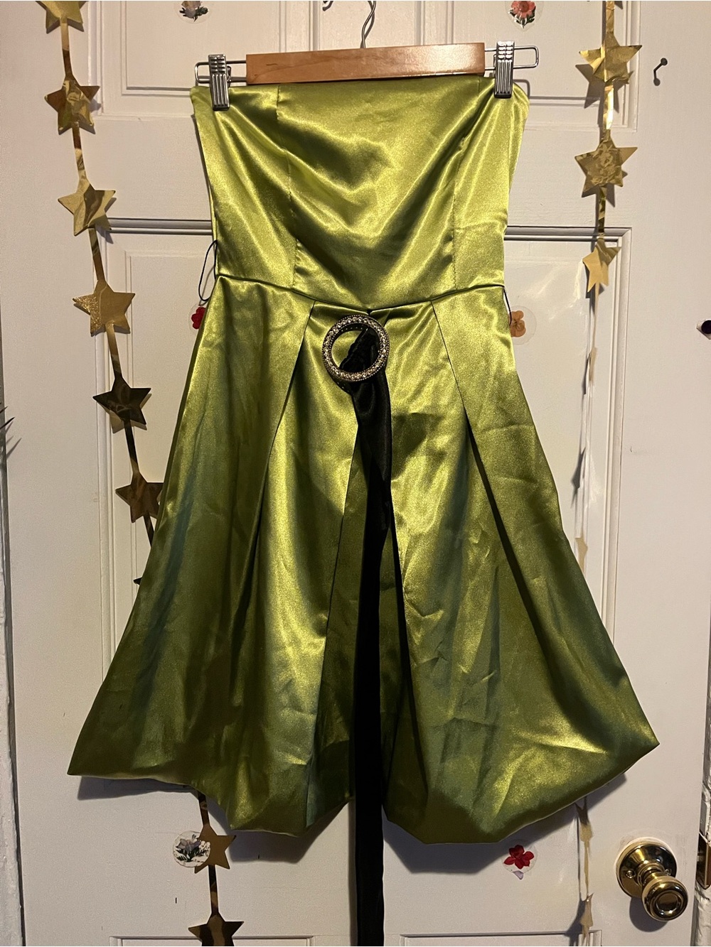 le chateau Lime Green Satin dress
